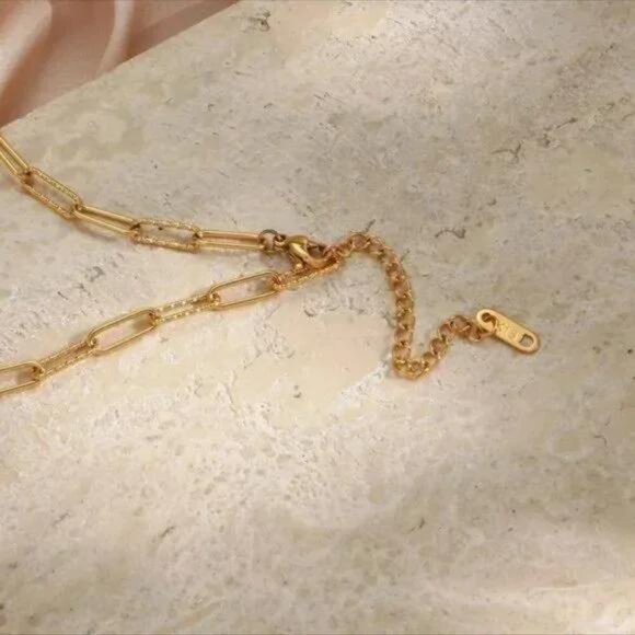 \\ NEW \\ 18K GOLD \\ THIN LINK CHAIN NECKLACE\\NICE NECKLACE\\CUTE NECKLACE. - Picture 6 of 7